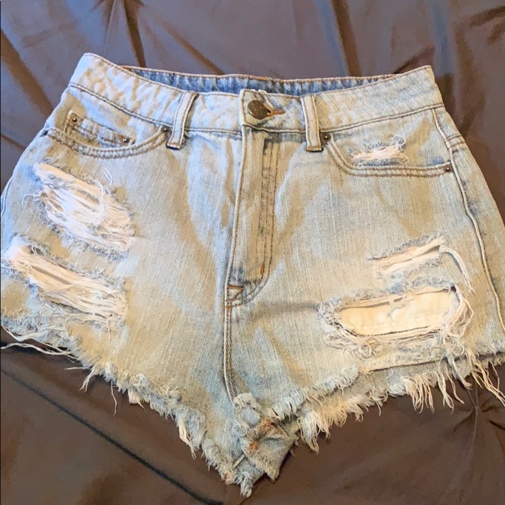 High waisted jean shorts